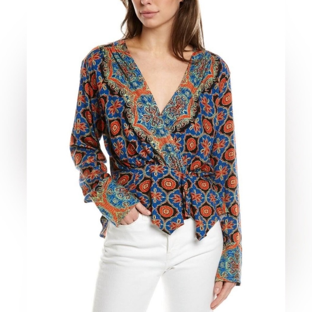NWT Free People Falling For You Floral Print Peplum Top NEW size medium